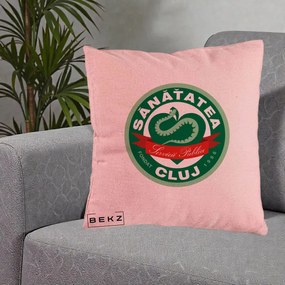 Perna Personalizata Sanatatea Cluj Servicii Publice 1986, 40x40 cm, Roz, Husa Detasabila, Perna Inclusa, BEKZ®