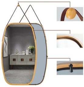 Oglindă cu ramă din bambus