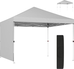 Outsunny Cort pliabil Pop-up 3x3 m cu perete lateral UPF50+ Înălțime reglabilă Împingere centrală Husă de transport Alb | Aosom Romania