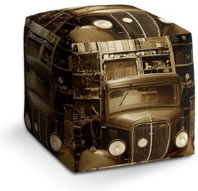 Taburet Cube mașină de epocă, bej / negru