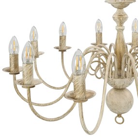 Candelabru, alb vintage, 12 becuri E14 1, Alb, 1