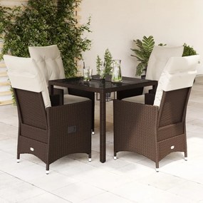 3276768 vidaXL Set mobilier de grădină, 5 piese, cu perne, maro, poliratan