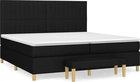 vidaXL Pat box spring cu saltea, negru, 200x200 cm, textil