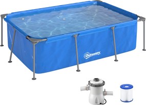 Outsunny Piscină dreptunghiulară cu structură metalică și pompă de filtrare, 260 x 181 x 67 cm, Albastru | Aosom Romania
