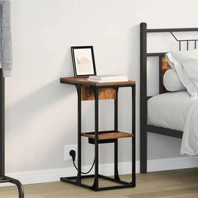 vidaXL Noptieră Stejar fumuriu 41.5 x 26 x 60.5 cm Lemn compozit