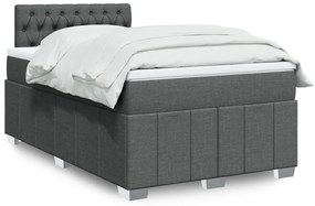vidaXL Pat box spring cu saltea, gri închis, 120x200 cm, textil
