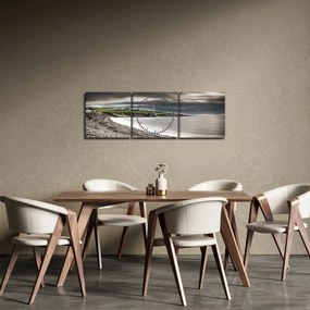 Tablou cu lac în amurg (cu ceas) (90x30 cm)