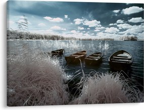Tablou - Bărci de lemn pe lac (70x50 cm)