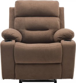 Fotoliu Masaj, Incalzire, Rabatabil, Sezut cu Arcuri Metalice, Suport Picioare extensibil, Chenille, Maro Inchis