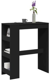 vidaXL Masă de bar cu rafturi, negru, 90x40x103,5 cm, lemn prelucrat