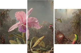 Tablou - Martin Johnson Heade, Cattleya Orchid and Three Hummingbirds, reproducere (90x60 cm)