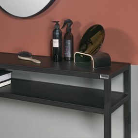Masă consolă neagră cu blat din lemn de stejar 30x120 cm Daniël – Spinder Design