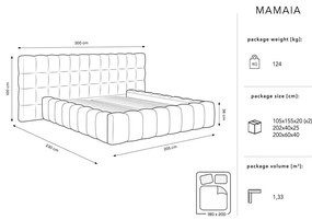 Pat matrimonial albastru închis tapițat cu spațiu de depozitare cu somieră 180x200 cm Mamaia – Micadoni Home