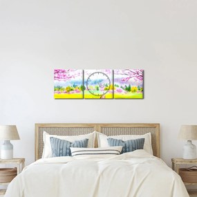 Tablou - Căprioară pictată, acuarelă (cu ceas) (90x30 cm)