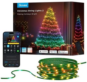 Instalație LED RGBICW de Crăciun de exterior Govee 2700-6500K 20m Wi-Fi Matter IP66