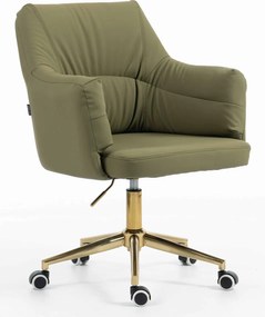 HR840K Scaun Khaki Piele Ecologica Premium Soft cu Bază Aurie