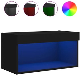 837129 vidaXL Comodă TV cu lumini LED, negru, 60x30x30 cm