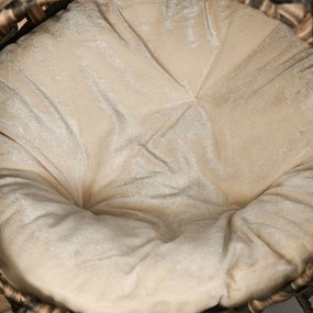 PawHut Pat pentru Pisici din Ratan de 52 cm, Căsuță Ridicată Rotundă cu Pernă, Maro | Aosom Romania