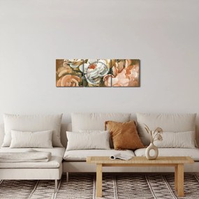 Tablou -Buchet de flori pictat (cu ceas) (90x30 cm)