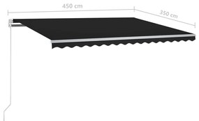 Copertina retractabila manual cu LED, antracit, 450x350 cm Antracit, 450 x 350 cm