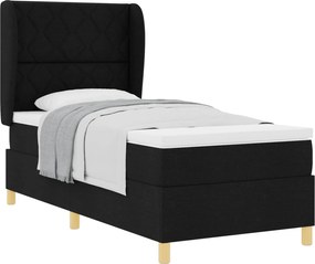 vidaXL Pat cu arcuri cu saltea Negru 200 x 100 cm țesătură