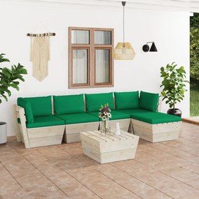 3063509 vidaXL Set mobilier grădină din paleți cu perne, 6 piese, lemn molid