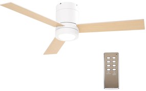 HOMCOM Ventilator de tavan 2 în 1 cu lumina LED 3 viteze silentios - telecomanda - diametru 112 cm, natural si alb | Aosom Romania