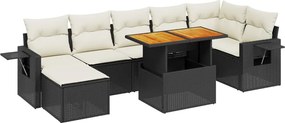 vidaXL Set mobilier de grădină cu perne, 8 piese, negru, poliratan