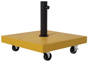 Outsunny Bază pentru Umbrelă cu Bară de 34/38/48mm din Metal şi Ciment cu Roţi cu Frână, 45x45x36.5 cm, Galben | Aosom Romania