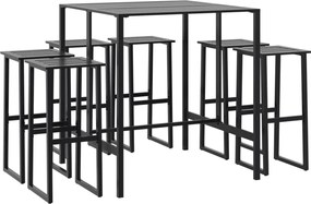 vidaXL Set bar de grădină 7 piese, negru, oțel vopsit electrostatic