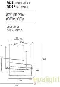 Lustra LED XXL suspendata design modern GEOMETRIC alba P0272 MX