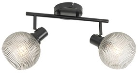 Spotlight de design negru cu sticlă fumurie cu 2 lumini - Chico
