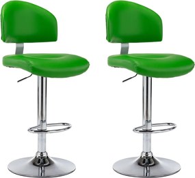 vidaXL Scaune de bar, 2 buc., verde, piele ecologică