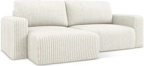 Colțar crem extensibil/cu spațiu de depozitare cu tapițerie din catifea reiată (cu colț pe partea stângă/cu șezlong) Kona – Makamii