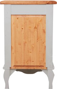 Noptiera, L46 36 H70 cm, alb antichizat natur, lemn masiv