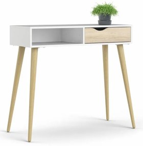 Masuta consola alba in decor stejar OSLO 75388