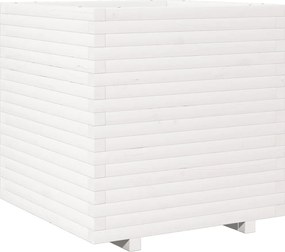 vidaXL Jardinieră de grădină, alb, 70x70x72 cm, lemn masiv de pin