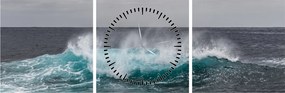 Tablou - Valuri pe ocean (cu ceas) (90x30 cm)