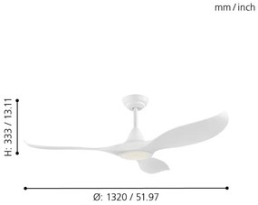 Ventilator LED de tavan Eglo 35006 CIRALI LED/15W/230V + telecomandă