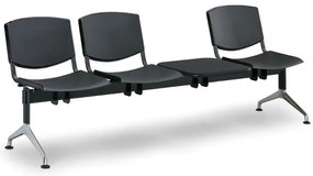 Bancă din plastic de design, 3 locuri + masă, albastru