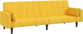 vidaXL Canapea extensibilă cu 2 locuri, 2 perne, galben, textil