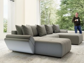 Colțar extensibil dumonde cu ladă de depozitare si sezut confortabil din spuma high-density, Berlin U Royal Grey 380x180 cm