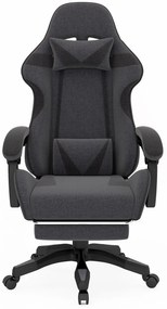 RESIGILAT- Scaun gaming, suport picioare, material textil, Gri inchis