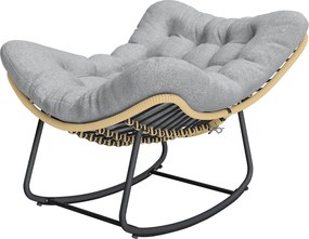 Outsunny Fotoliu balansoar din ratan, șezlong de grădină cu perne groase, balansoar de grădină până la 120 kg, interior/exterior, 87 x 110 x 70 cm, Gri | Aosom Romania