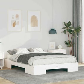 vidaXL Cadru de pat de podea Alb 120 x 190 cm Lemn masiv de pin