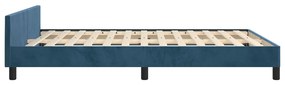 Cadru de pat cu tablie, albastru inchis, 140x190 cm, catifea Albastru inchis, 140 x 190 cm, Cu blocuri patrate