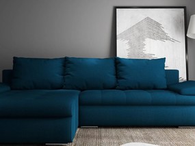 Colțar extensibil dumonde cu ladă de depozitare si sezut confortabil din spuma high-density, Leonardo Enjoy Petrol 260x185 cm