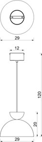 Lustră suspendată pe cablu NEVIS 1xE27/15W/230V, diametru 29 cm, bej
