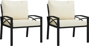 vidaXL Scaune de grădină cu perne nisipiu, 2 buc., 68x76x79 cm, oțel