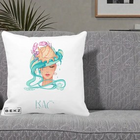 Perna Personalizata Zodie Rac, 40x40 cm, Alba Mata, Husa Detasabila, Perna Inclusa, BEKZ®